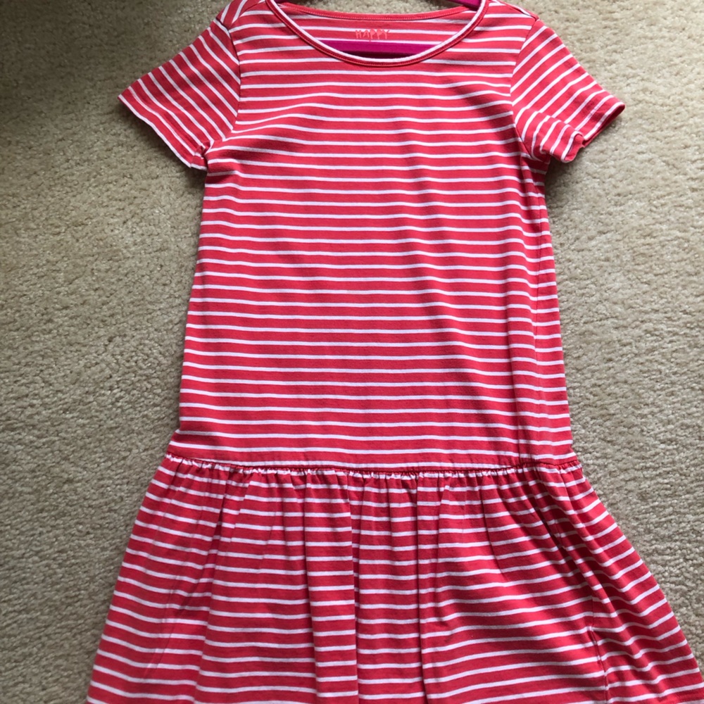 Girl's t-Shirt dress, orange stripes, 100% cotton
